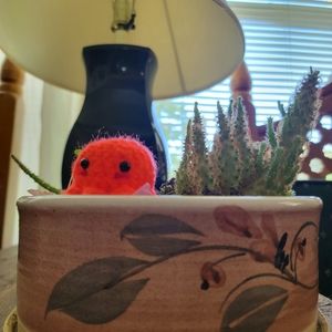 🖤 [ONE] Neon Orange Handmade Crochet Blushing Stress Ball Squid 🖤